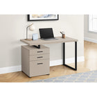 Monarch Specialties 7644 48" Computer Desk - Modern Taupe/Black Metal/L/R-Durably designed with a taupe beige laminate finish and a sturdy black metal u-shaped leg for a contemporary look, with an easy to clean top perfect for study, writing, or working on your laptop.