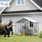 PawHut 79" L Extra Large Metal Catio Outdoor Enclosure - Silver-Features multiple jumping platforms and a cozy condo for sleeping 