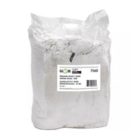 Globe Commercial White T-Shirt Wiping Rags 10lb Bag-Reinforced handles for easy carrying and maneuverability