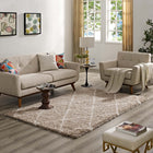 Modway - Toryn Réseau en losange Tapis 5 pi l x 8 pi L Shag Area - Beige et ivoire-Tissage shag d’environ 2 pouces