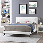 Modway Ruthie Vinyl Queen Platform Bed with Round Splayed Legs - White-Ten Wood Support Slats 