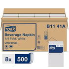 Tork - Serviettes à boisson - 24,7 x 24,7 cm - Pliées en quatre - Blanches - 500 serviettes/paquet - Paquet de 8-Les serviettes sont fabriquées à partir de matériaux 100 % recyclés et offrent un prix concurrentiel pour équilibrer le coût et la performance.