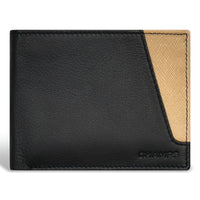 Champs Iconic Leather Center Wing Wallet - Black/Ivory-Leather Center wing wallet in gift box