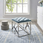 Modway Intersperse Ottoman - Sea Blue-Velvet Polyester Upholstery