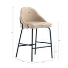 Manhattan Comfort Gracie 22" Modern Leatherette Upholstered Counter Stool - Tan and Black - 3 Pack-Upholstered in Luxurious Leatherette with Fine Stitching 