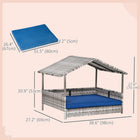 PawHut Wicker Dog House with Removable Cushion - Dark Blue-Constructed of steel with all-weather PE rattan with top roof, UV and water-resistant, suitable for all kinds of weather 