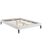 Modway Tessie Vinyl Queen Bed Frame with Squared Tapered Legs - White-Solid Wood Frame