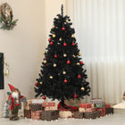 HOMCOM 6' Artificial Christmas Tree with Auto Open - Steel Base - Black-Black colour for both Halloween and Christmas spirit 