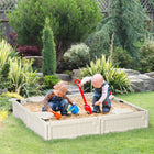 Outsunny - Bac à sable carré d'extérieur pour enfants avec auvent et revêtement en tissu - 123 x 123 cm - Blanc crème-Équipé de 4 sièges d'angle en quart de cercle, permettant aux enfants d'avoir un endroit où s'asseoir 