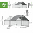 PawHut Galvanized Large Chicken Coop Cage Walk-in Enclosure - 9.8' x 13.1' x 6.6' - Silver-Robust construction made from solid galvanized steel 