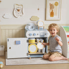 Qaba - Ensemble de jeu lave-vaisselle en bois pour enfants avec accessoires - bleu clair-Inclut un ensemble d’accessoires de 32 pièces pour un plaisir créatif immédiat et partagé 