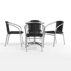 Table ronde en aluminium de 23,5 po avec 4 chaises en rotin noir, intérieur/extérieur (TLH-ALUM-24RD-020BKCHR4-GG)-5