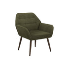 Monarch Specialties Upholstered 33"H Contemporary Accent Chair With Walnut Metal Legs - Dark Green Fabric-This contemporary accent chair features comfortable foam cushioning and soft touch fabric, creating a cozy and inviting seating experience that enhances your space with a clean, contemporary look suited to any fashionable style.