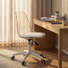Homy Casa - Chaise de bureau pivotante moderne avec dossier transparent et assise en cuir PU blanc-Hauteur réglable avec vérin à gaz pour un confort personnalisé