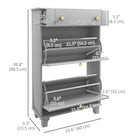HOMCOM Narrow Shoe Cabinet with 2 Flip Drawers for Storage - Grey-The flat top displays decor or stores essentials