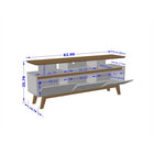 Manhattan Comfort Yonkers 62.99" Mid-Century Modern TV Stand - Off White and Cinnamon-Features 3-Flip Down Doors for Concealed Storage and 3 Open Media Shelves
