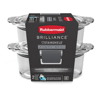 Rubbermaid Brilliance Round Leak Proof Food Storage Plastic Containers - 510ml - 2 Pack-100% leak-proof and airtight: Airtight seal and secure latches prevent spills and leaks and help keep food fresh and secure