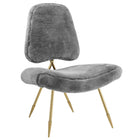 Modway - Ponder Fourrure en peau de mouton rembourrée Chaise longue - Gris-Chaise lounge du salon ou de la chambre
