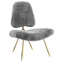 Modway - Ponder Fourrure en peau de mouton rembourrée Chaise longue - Gris-Chaise lounge du salon ou de la chambre