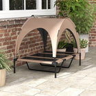 PawHut Elevated Cooling Dog Cot Bed with Canopy for Large Dogs - Coffee-Oxford fabric resists tearing and ensures lasting durability 