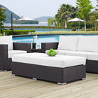 Modway Convene Outdoor Patio Fabric Rectangle Ottoman - Espresso/White-Powder Coated Aluminum Frame