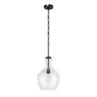 Hudson&Canal - Suspension Verona de 28 cm de large avec abat-jour en verre, - Bronze noirci/grainé-Design moderne du milieu du siècle pour votre entrée, votre foyer ou votre cuisine