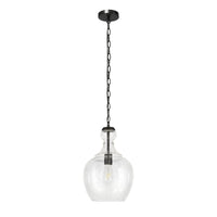 Hudson&Canal - Suspension Verona de 28 cm de large avec abat-jour en verre, - Bronze noirci/grainé-Design moderne du milieu du siècle pour votre entrée, votre foyer ou votre cuisine