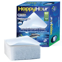 Happy Hour Hypoallergenic Laundry Detergent Sheets - Fresh Scent - 60 Sheets-Easy to carry on the go: lightweight, compact detergent sheets for apartments, dorms, and travel skip bulky plastic jugs for laundry rooms or vacations