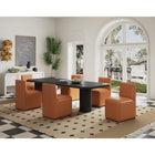 Manhattan Comfort Anna Square 18.9" Modern Faux Leather Upholstered Dining Chair - Saddle-Heavy Plastic Foot Padding