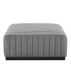 Modway Conjure Channel Tufted Upholstered Fabric Ottoman - Black/Light Grey-Fabric Upholstery