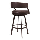 Armen Living - Saturn Tabouret de Bar Pivotant de 76 cm de Hauteur en Similicuir Marron et Métal Auburn Bay-61 cm L x 55,9 cm l x 106,7 cm H