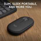 Logitech Pebble Mouse 2 M350s Slim Bluetooth Wireless Mouse - Portable - Lightweight - Customizable Button - Graphite-Never Made Ordinary, Made to go places: Pebble Mouse 2 M350s’ minimalist round design is made with recycled plastic  – it's slim, lightweight and portable
