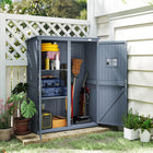 Outsunny Wooden Garden Shed with Two Windows - 4 x 1.5ft - Dark Grey-Grey water-resistant coating, protects against the mild outdoor elements 
