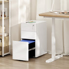Vinsetto - Caisson à dossiers en acier à 3 tiroirs pour format lettre/A4 verrouillable - blanc-La surface supérieure supporte une imprimante pour servir de table à imprimante 
