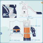 Qaba 6-in-1 Kids Slide and Swing Set with Telescope, Basketball Hoop and Climber - Orange-Built-in seat belts enhance swing safety 