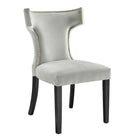 Modway Curve Performance Velvet Dining Chairs - Light Grey - 2 Pack-Stain-Resistant Performance Velvet