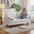 HOMCOM - Canapé 3 places 66,5 po en velours avec 2 coussins - blanc crème-Le tissu effet velours assure une sensation douce et confortable pour la détente   