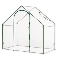 Outsunny 6'x3.3'x5.5' Walk-in Garden Greenhouse with Door & Window - Clear Plastic Cover- Constructed with reinforced steel frame for durable use and extra stable 