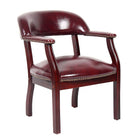 Nicer Furniture Traditional Captain's Chair - Burgundy Vinyl Leather-No-sag spring seat; weight capacity of up to 250 pounds; Easy assembly is required