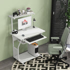 HOMCOM 31.5" Computer Desk - White-Bottom shelf is designed for CPU or large storage bins