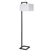 Hudson&Canal - Lampadaire Greyson de 172 cm de haut avec abat-jour en tissu - Bronze noirci/blanc-Design traditionnel pour votre salon, votre bureau, votre chambre ou votre coin lecture