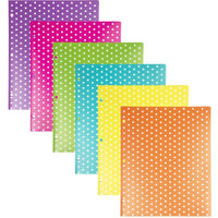 JAM Paper Plastic Colour POP Folders - 2 Pocket Durable Folders with 3 Hole Punch - Assorted Polka Dot Colours - 6 Pack-Polka Dot Colours: Blue, Orange, Yellow, Green, Pink and Purple