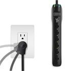 360 ​​Electrical - Multiprise Suite+ à 6 prises avec fiche rotative et cordon de 8 pieds - Noir-1,080 Joules protègent vos appareils électroniques des surtensions
