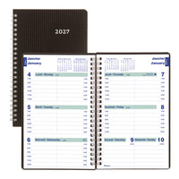 Blueline - 2027 Agenda hebdomadaire DuraFlex avec reliure à double spirale et couverture en poly en deux pièces – 8 po x 5 po – noir – bilingue-12 mois: janvier 2027 à décembre 2027