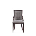 Manhattan Comfort - Lot de 4 chaises de salle à manger traditionnelles Fifth Avenue 18,5 po en similicuir gris-Base standard à 4 pieds