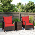 Outsunny - ensemble de mobilier de patio en rotin 3 pièces - rouge-Cadre en acier avec revêtement en poudre offrant un soutien durable et solide  