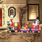 Outsunny - Train de Noël gonflable 8' Père Noël Bonhomme de neige Pingouin - Rouge-Se dégonfle pour un rangement facile (lorsque vous n'éblouissez pas vos voisins) 