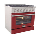 Kucht 36" KNG Series Pro Style Propane Gas Range - Stainless Steel/Red-Electronic ignition with auto re-ignition reduces the risk of gas leaks for enhanced safety