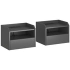 HOMCOM Floating Nightstands with Charging Station - Black - Set of 2-Built-in charging station keeps your devices powered up and ready to go