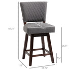 HOMCOM - Tabourets de bar pivotants avec pieds en bois de caoutchouc et repose-pieds - gris foncé - paquet de 2-Pieds en bois massif pour une stabilité accrue 

